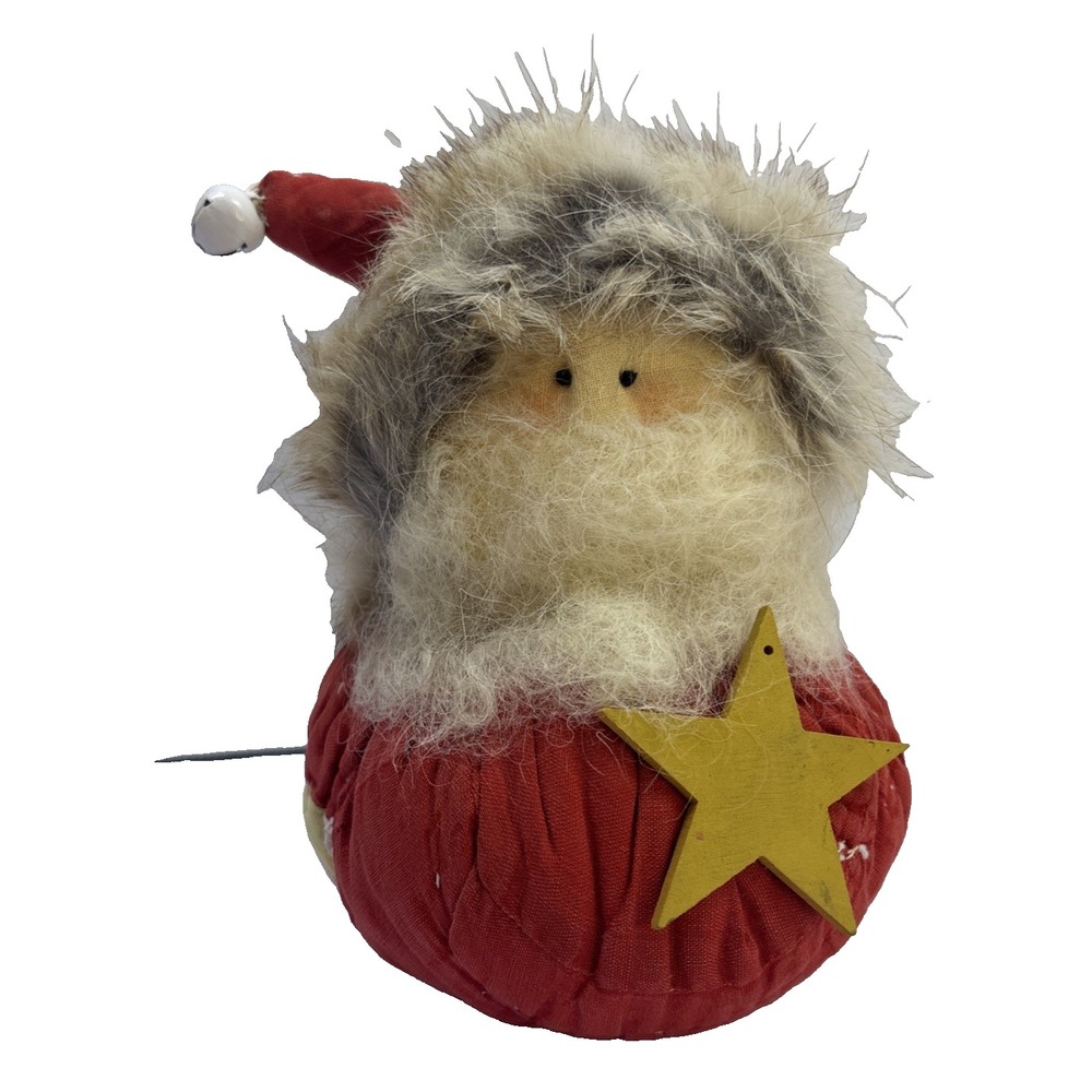 Vintage Quilted Santa Claus Bean‎ Bag Bottom Fur Hat Handmade 6"